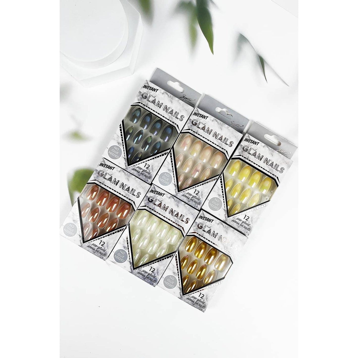 COFFIN SHAPED SHINNY REFLECTIVE PRESS ON NAIL