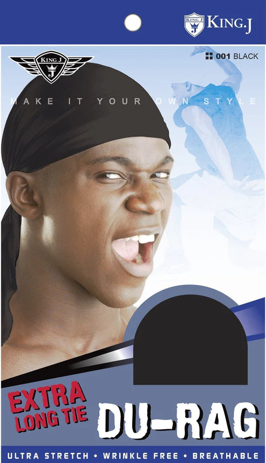 King J Extra Long Tie Du-Rag Black
