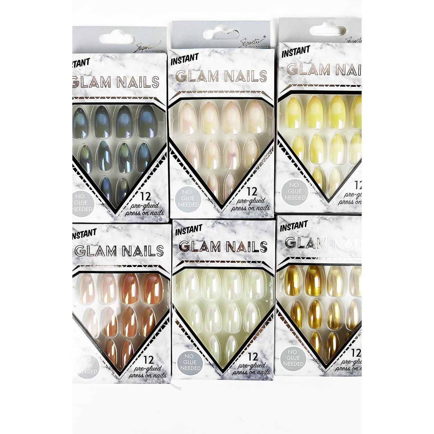 COFFIN SHAPED SHINNY REFLECTIVE PRESS ON NAIL