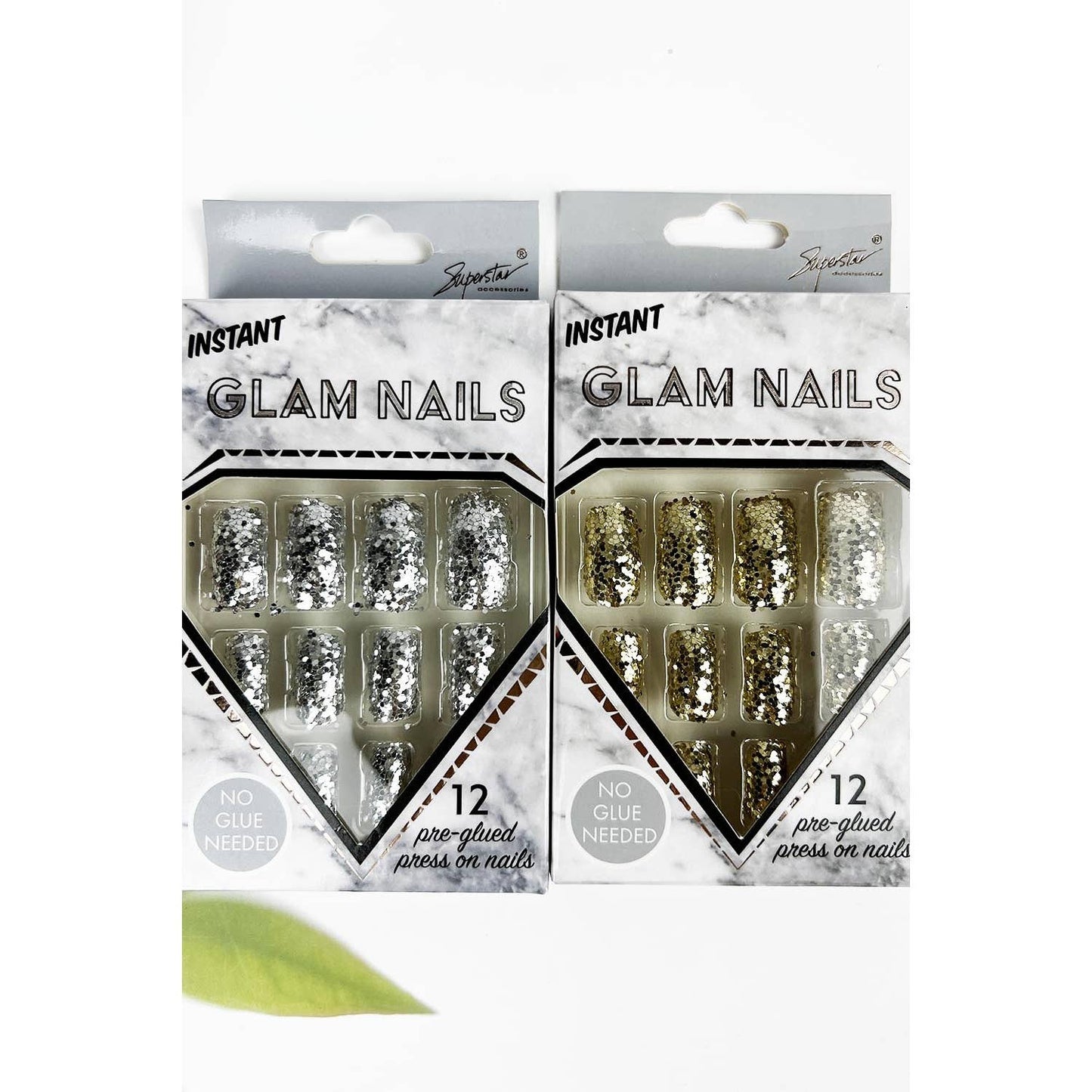 SQUARE SHAPED SHINNY GLITTER PRESS ON NAIL