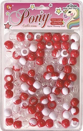 EXTRA LARGE TWO TONE ROUND BEADS VALUE PACK RED/WHITE/CLEAR