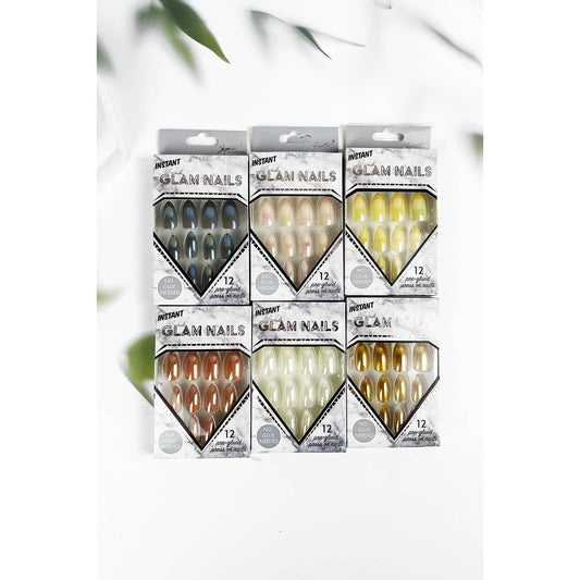 COFFIN SHAPED SHINNY REFLECTIVE PRESS ON NAIL