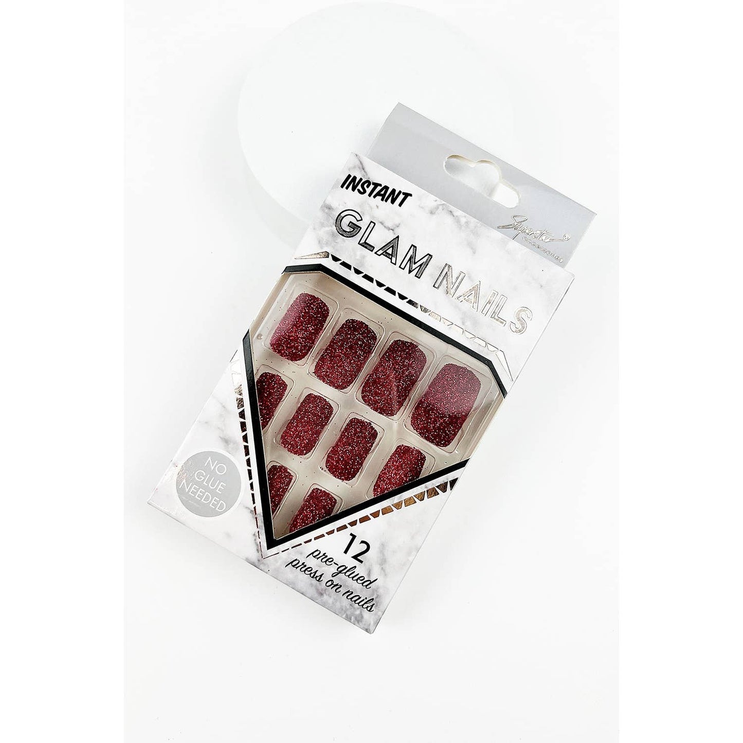 SQUARE GLITTER PRESS ON FAKE NAILS