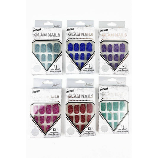 SQUARE GLITTER PRESS ON FAKE NAILS