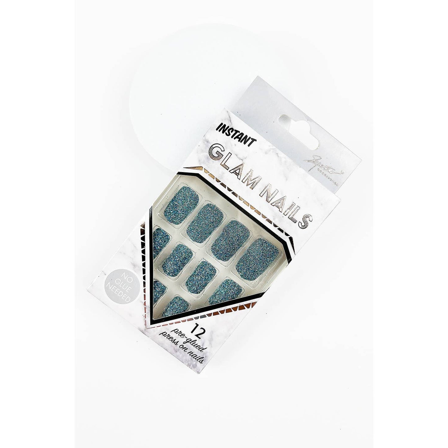 SQUARE GLITTER PRESS ON FAKE NAILS